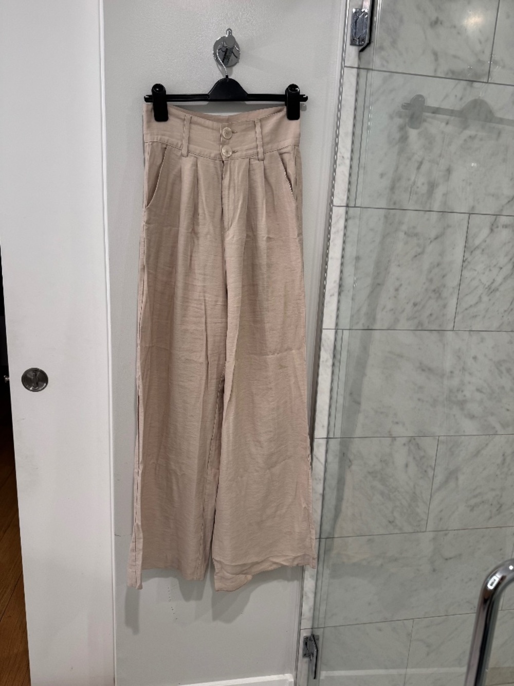 Nonchallant label Beige Wide leg, high waist linen-like pants M